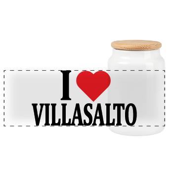 T-Shirt Ich liebe Villasalto T-Shirt Sardinien - Panorama Keksdose mit Holzdeckel - Weiß - Vorne
