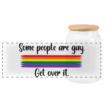 Some people are gay - rainbow pride LGBTQ design - Panorama Keksdose mit Holzdeckel - Weiß - Vorne