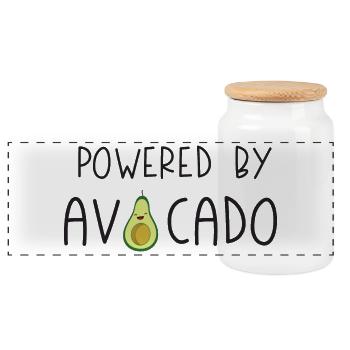 Powered by Avocado - Panoramic Cookie Jar with Wooden Lid - white - Front