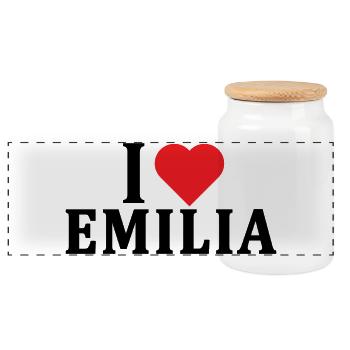 T-Shirt I love Emilia T-Shirt Geschenkidee - Panorama Keksdose mit Holzdeckel - Weiß - Vorne