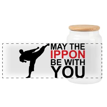 May the Ippon be with you - Panorama Keksdose mit Holzdeckel - Weiß - Vorne