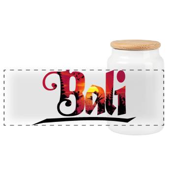 BALI - Panoramic Cookie Jar with Wooden Lid - white - Front