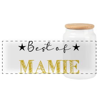 MOM. MOTHER's DAY. HAPPY MOTHER'S DAY. I LOVE YOU - Panoramic Cookie Jar with Wooden Lid - white - Front