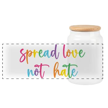 Pride Month - Spread Love Not Hate - Panoramic Cookie Jar with Wooden Lid - white - Front