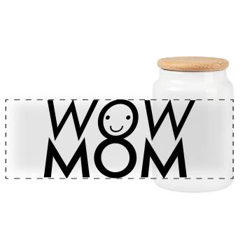 Wow Mom - Panorama Keksdose mit Holzdeckel - Weiß - Vorne