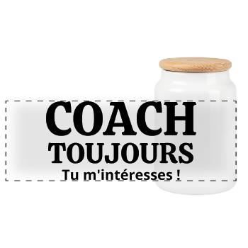coach sportif, salle de sport, coach sportive - Boîte à biscuits avec couvercle en bois - blanc - Devant