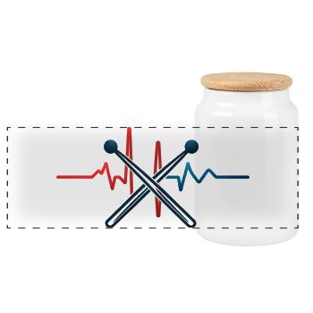 Heartbeat & Chopsticks Design T-Shirt - Panorama Keksdose mit Holzdeckel - Weiß - Vorne