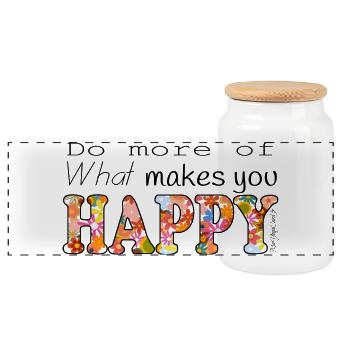 DO MORE OF WHAT MAKES YOU HAPPY - Boîte à biscuits avec couvercle en bois - blanc - Devant
