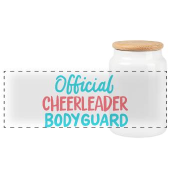 Garde du corps officiel de pom-pom girl - Boîte à biscuits avec couvercle en bois - blanc - Devant