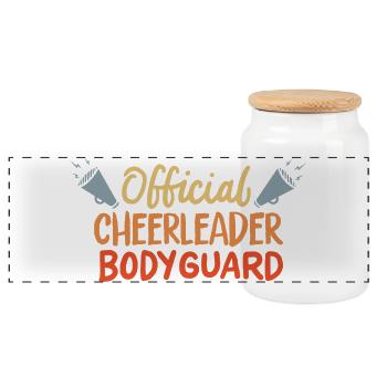 Garde du corps officiel de pom-pom girl - Boîte à biscuits avec couvercle en bois - blanc - Devant
