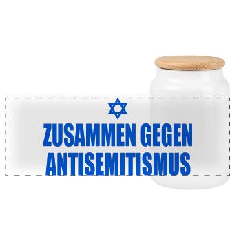 zusammen gegen antisemitismus - Panorama Keksdose mit Holzdeckel - Weiß - Vorne