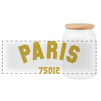 12e arrondissement de PARIS - Boîte à biscuits avec couvercle en bois - blanc - Devant