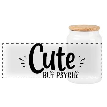 mignon mais psyché - Boîte à biscuits avec couvercle en bois - blanc - Devant