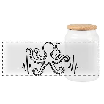 Oktopus Heartbeat | Mind . Ocean . Nature - Panorama Keksdose mit Holzdeckel - Weiß - Vorne