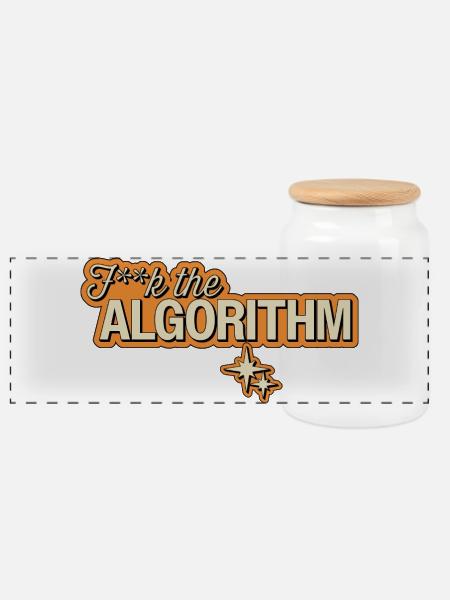 Fk the Algorithm – Digitale Rebellion - Panorama Keksdose mit Holzdeckel - Weiß