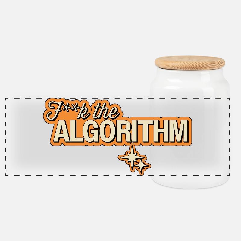 Fk the Algorithm – Digitale Rebellion - Panorama Keksdose mit Holzdeckel - Weiß
