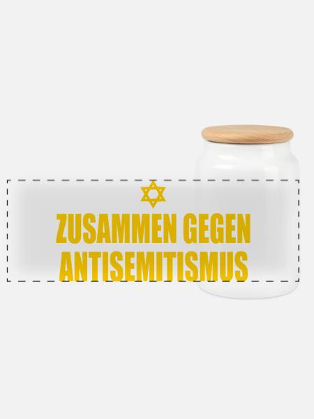 gegen jeden antisemitismus - Panorama Keksdose mit Holzdeckel - Weiß