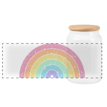 Rainbow Pastel Colors Pride Month LGBTQ+ - Panoramic Cookie Jar with Wooden Lid - white - Front
