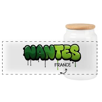 Nantes Graffiti Kunst Design - Panorama Keksdose mit Holzdeckel - Weiß - Vorne