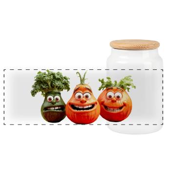 légumes - Boîte à biscuits avec couvercle en bois - blanc - Devant