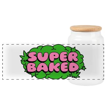 Super Baked Neon Pop - Panoramic Cookie Jar with Wooden Lid - white - Front