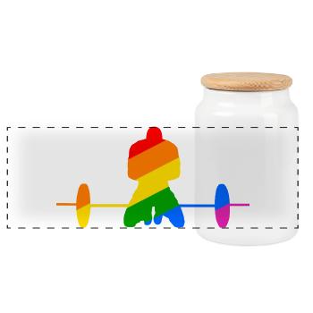 buntes Gewichtheben Geschenk - Panorama Keksdose mit Holzdeckel - Weiß - Vorne