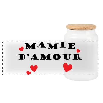 Mamie d'Amour - Boîte à biscuits avec couvercle en bois - blanc - Devant