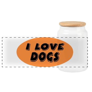 canine - Boîte à biscuits avec couvercle en bois - blanc - Devant