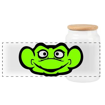 Frog Toad Smiles Funny Comic Happy Cool - Panoramic Cookie Jar with Wooden Lid - white - Front