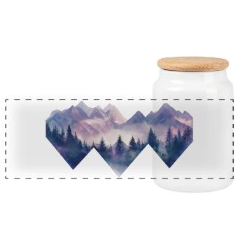 Hiking in the mountains - Panoramic Cookie Jar with Wooden Lid - white - Front