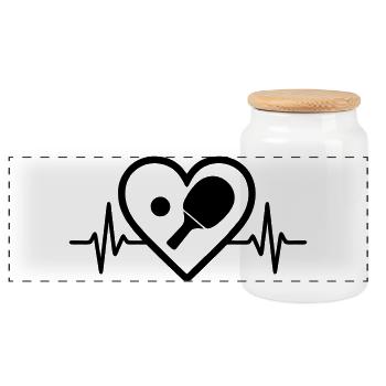 Coeur du tennis de table - Boîte à biscuits avec couvercle en bois - blanc - Devant
