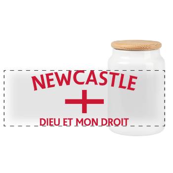 Newcastle Crest Fusion - Panorama Keksdose mit Holzdeckel - Weiß - Vorne