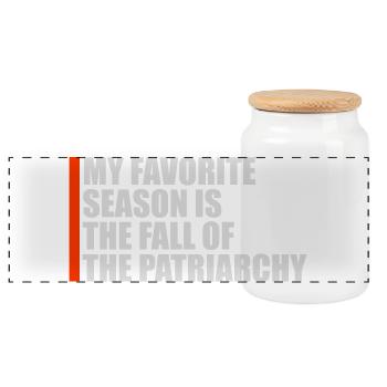 My favorite season is the fall of the patriarchy - Panorama Keksdose mit Holzdeckel - Weiß - Vorne