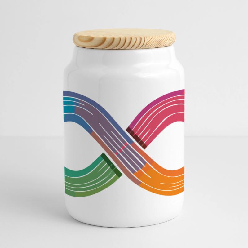 Unendlicher Regenbogen oder doch einfach nur Flow? Panorama Keksdose mit Holzdeckel