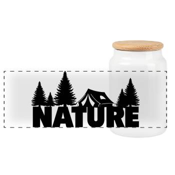 NATURE - Panorama Keksdose mit Holzdeckel - Weiß - Vorne