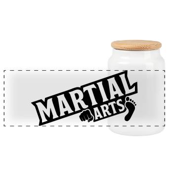 Arts martiaux avec icône Poing et Pied - Boîte à biscuits avec couvercle en bois - blanc - Devant
