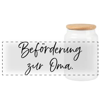 Promotion to grandma - Panoramic Cookie Jar with Wooden Lid - white - Front