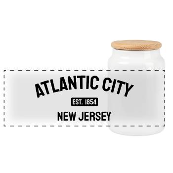 Atlantic City - Est. 1854 - New Jersey - USA - Panorama Keksdose mit Holzdeckel - Weiß - Vorne