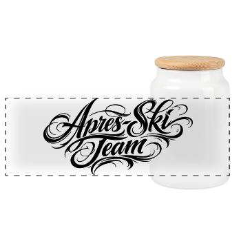 Lettrage de l’équipe Après Ski - Boîte à biscuits avec couvercle en bois - blanc - Devant
