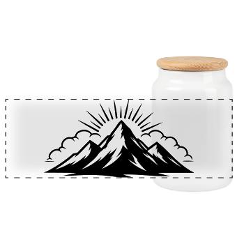 Mountains Clouds Peaks - Panoramic Cookie Jar with Wooden Lid - white - Front