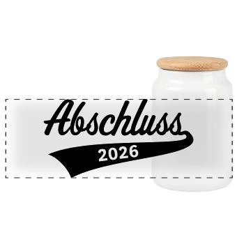 Graduation 2026 (Graduation / Black) - Panoramic Cookie Jar with Wooden Lid - white - Front