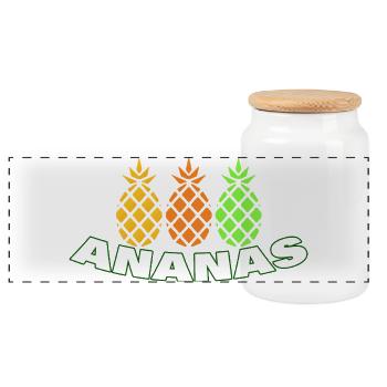 Pineapple - Panoramic Cookie Jar with Wooden Lid - white - Front