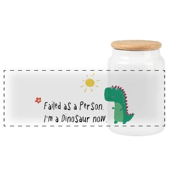 Failed as a Person – I’m a Dinosaur Now - Panorama Keksdose mit Holzdeckel - Weiß - Vorne