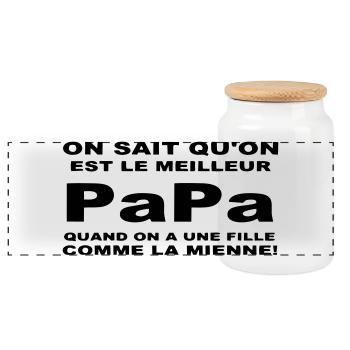 Meilleur papa - Boîte à biscuits avec couvercle en bois - blanc - Devant