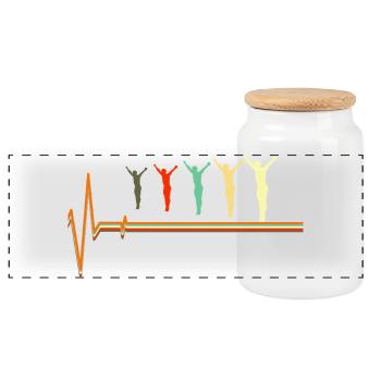 Diving Heartbeat Scuba Diver Pulse EKG - Panoramic Cookie Jar with Wooden Lid - white - Front