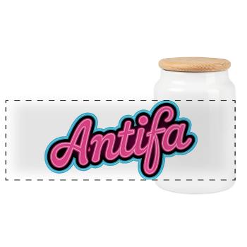 Antifa – Antifaschistisches Merch - Panorama Keksdose mit Holzdeckel - Weiß - Vorne