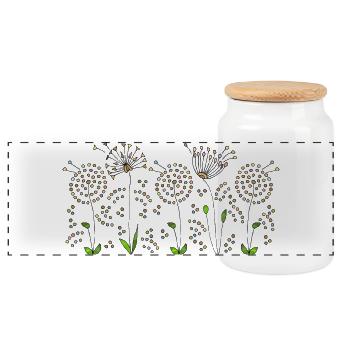 Blumen - Panorama Keksdose mit Holzdeckel - Weiß - Vorne