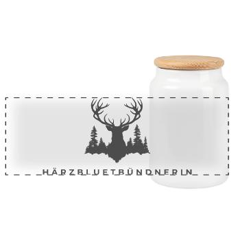 Härzbluetgraubünden - Panoramic Cookie Jar with Wooden Lid - white - Front