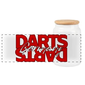 Logo de Darts Allemagne - Boîte à biscuits avec couvercle en bois - blanc - Devant