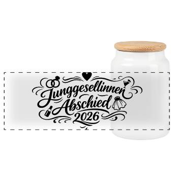 Bachelorette Party 2026 Bachelorette Party - Panoramic Cookie Jar with Wooden Lid - white - Front